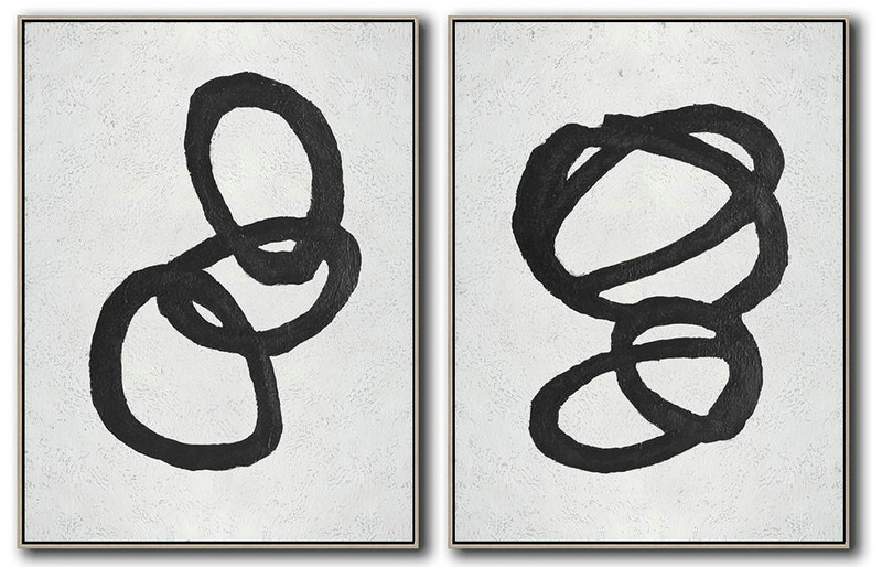 Large Contemporary Art Acrylic Painting,Set Of 2 Minimal Painting On Canvas - Modern Art Abstract Painting